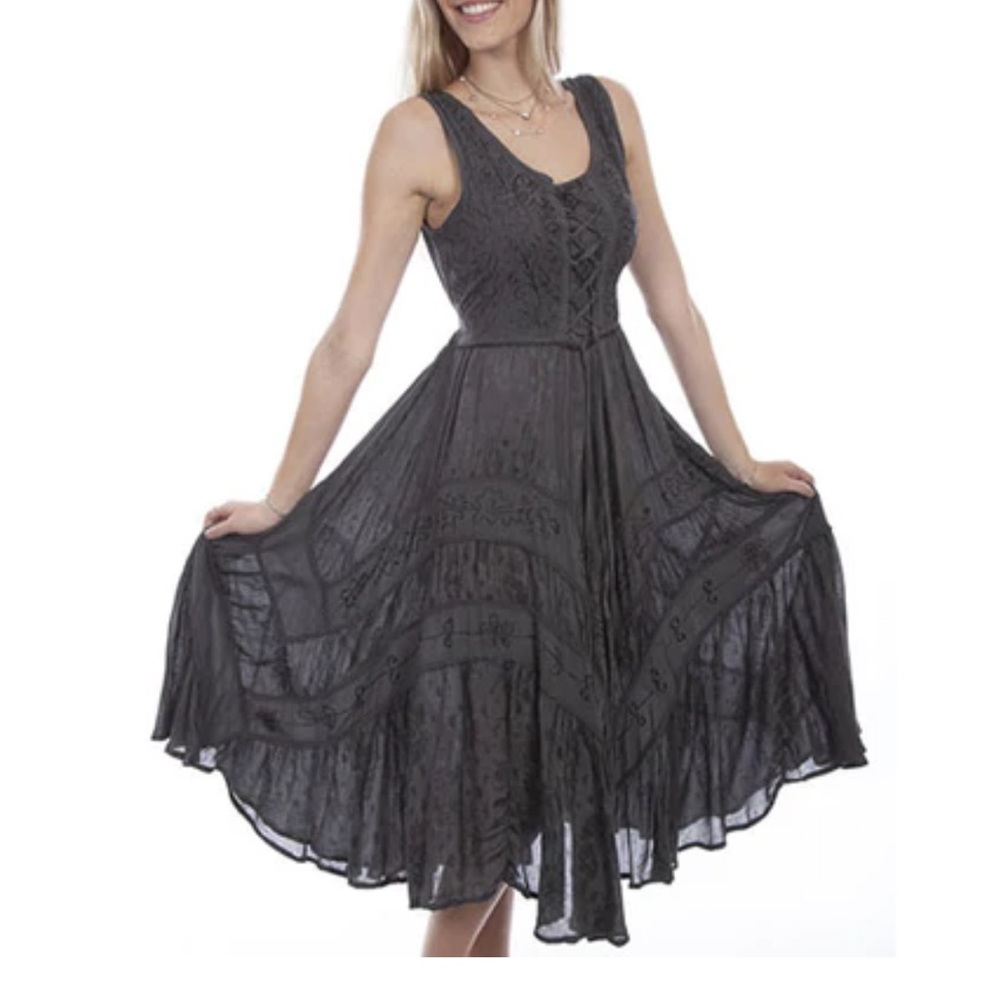 NWT Scully Enchanted Lace Dress Black Raylon Western Small Cowgirl